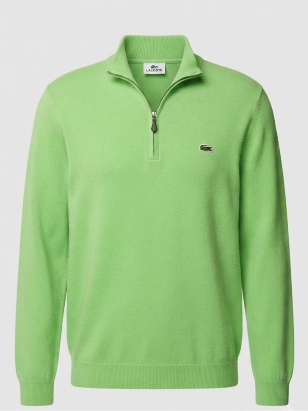 Lacoste Men’s Bright Green Quarter-Zip Pullover Sweater, L